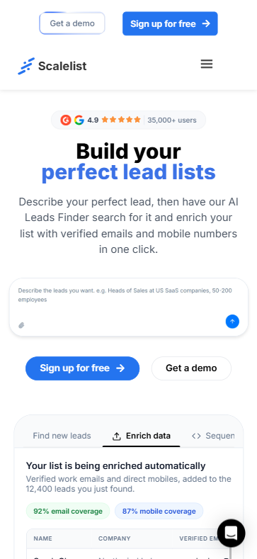 Scalelist Home Mobile